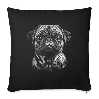 Carlin Portrait Chien Chien - Housse de coussin décorative 45 x 45 cm - noir - Devant