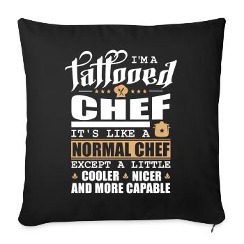 Chef tatoué / Chef, Chef tatoué - Housse de coussin décorative 45 x 45 cm - noir - Devant