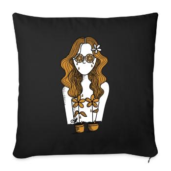 Flower Girl Bizarre New Age Hippie - Sofa pillowcase 17,3'' x 17,3'' (45 x 45 cm) - black - Front