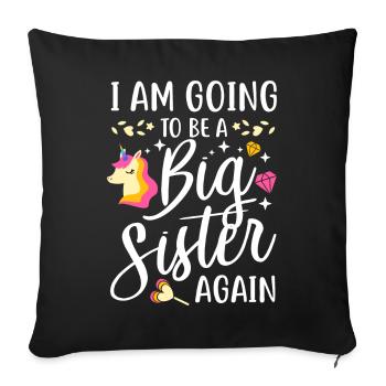 Je vais redevenir une grande soeur - Housse de coussin décorative 45 x 45 cm - noir - Devant