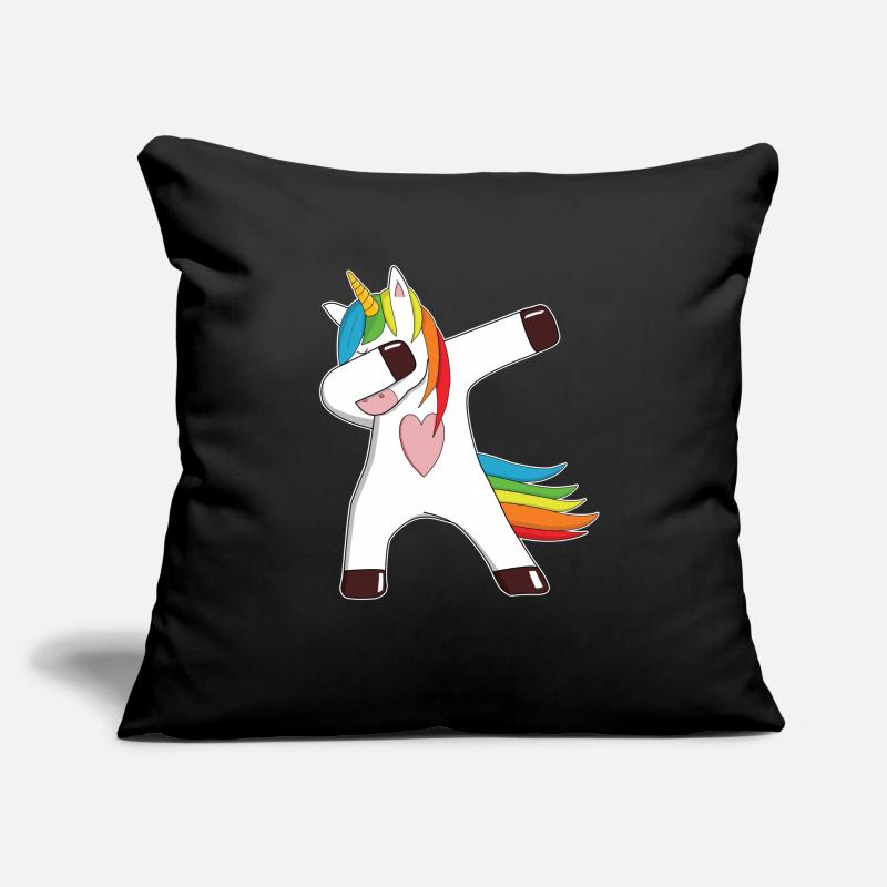Einhorn dabbendes dabbing Geschenk bunt Herz Sofakissenbezug 45 x 45 cm