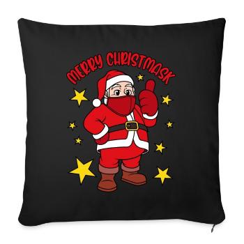 Joyeux Noël Santa Claus avec masque facial - Housse de coussin décorative 45 x 45 cm - noir - Devant