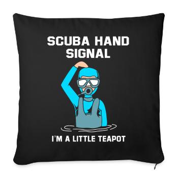 Plongée sous-marine signe de la main de plongeur - Housse de coussin décorative 45 x 45 cm - noir - Devant