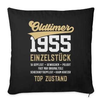 71. GEBURTSTAG OLDTIMER 1955 - Sofakissenbezug 45 x 45 cm - Schwarz - Vorne