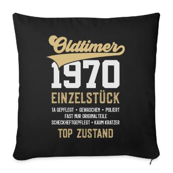 56. GEBURTSTAG OLDTIMER 1970 - Sofakissenbezug 45 x 45 cm - Schwarz - Vorne