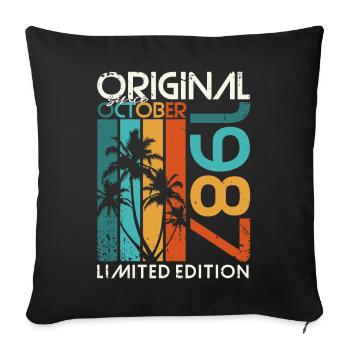 Octobre 1987 Cadeau d’anniversaire de naissance - Housse de coussin décorative 45 x 45 cm - noir - Devant
