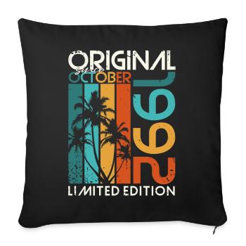 Octobre 1992 Cadeau d’anniversaire de naissance - Housse de coussin décorative 45 x 45 cm - noir - Devant