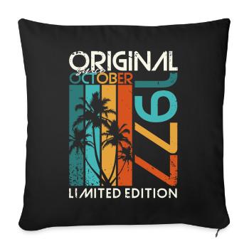 Octobre 1977 Cadeau d’anniversaire de naissance - Housse de coussin décorative 45 x 45 cm - noir - Devant