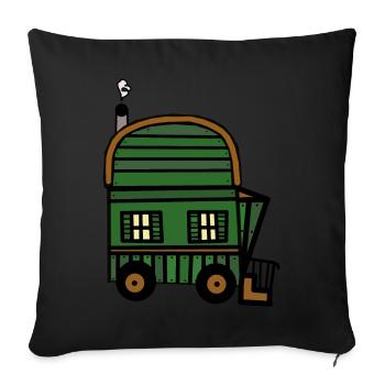Trailer House Hut Real Estate Living Eco - Sofa pillowcase 17,3'' x 17,3'' (45 x 45 cm) - black - Front