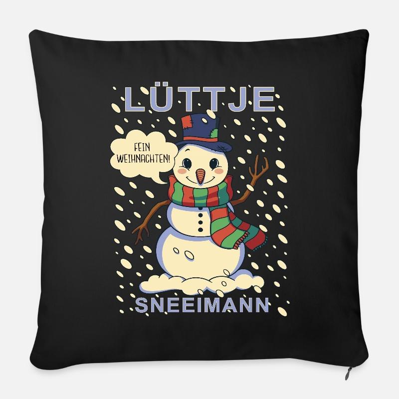 Lüttje Sneeimann kleiner Schneemann - Sofakissenbezug 45 x 45 cm - Schwarz