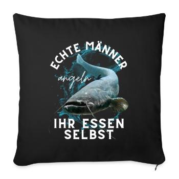 ECHTE MÄNNER - Angler angeln ANGEL - Sofakissenbezug 45 x 45 cm - Schwarz - Vorne
