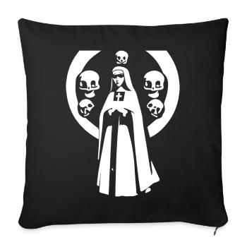 Sinister Style Meets Bold Design in Horror Nun, O - Sofa pillowcase 17,3'' x 17,3'' (45 x 45 cm) - black - Front