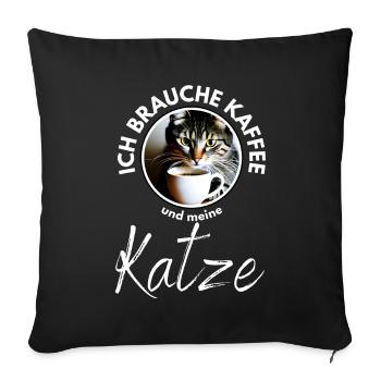 Katze Katzen Kaffee - Sofakissenbezug 45 x 45 cm - Schwarz - Vorne