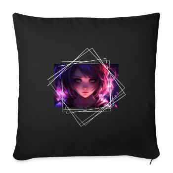 Anime Yandere Charakter - Sofakissenbezug 45 x 45 cm - Schwarz - Vorne