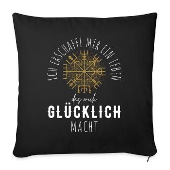 Wegweiser Motivation - VEGVISIR - Sofakissenbezug 45 x 45 cm - Schwarz - Vorne