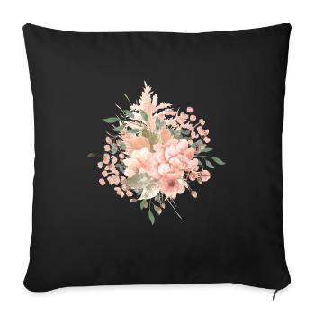 Blumen Boho Style - Sofakissenbezug 45 x 45 cm - Schwarz - Vorne