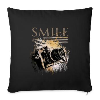 Smile for me (2) - Sofa pillowcase 17,3'' x 17,3'' (45 x 45 cm) - black - Front