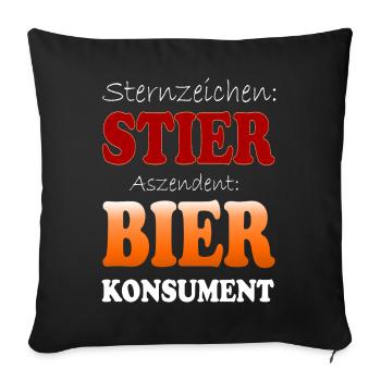 Sternzeichen Stier Bier - Sofakissenbezug 45 x 45 cm - Schwarz - Vorne