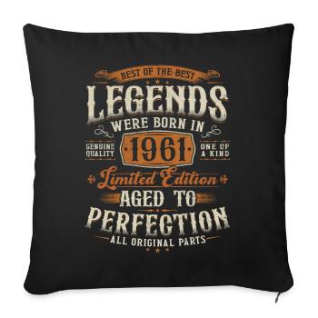1961 Vintage Born Legends Cadeau d’anniversaire - Housse de coussin décorative 45 x 45 cm - noir - Devant