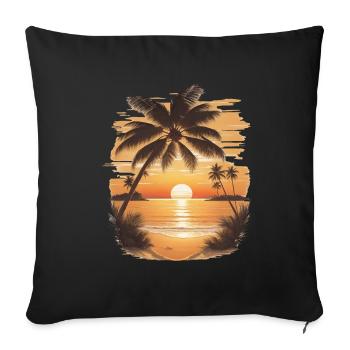 Sunset Serenity: Beach Scene - Sofa pillowcase 17,3'' x 17,3'' (45 x 45 cm) - black - Front