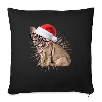 Bouledogue français Chien de Noël Chiens - Housse de coussin décorative 45 x 45 cm - noir - Devant