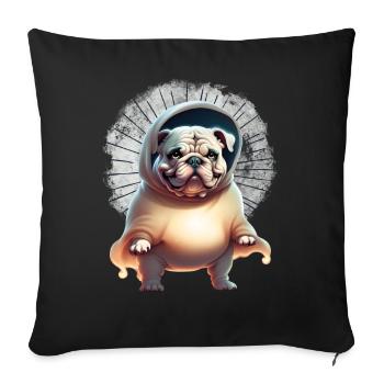 Bulldog Halloween Chien Chiens - Housse de coussin décorative 45 x 45 cm - noir - Devant