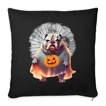 Bouledogue Halloween chien anglais bouledogue - Housse de coussin décorative 45 x 45 cm - noir - Devant