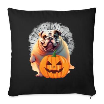 Bouledogue Halloween Chien Bouledogue anglais - Housse de coussin décorative 45 x 45 cm - noir - Devant