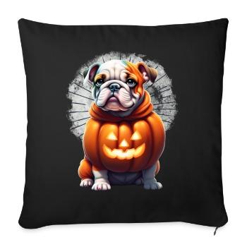 Bouledogue Halloween chien CHIENS - Housse de coussin décorative 45 x 45 cm - noir - Devant