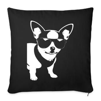 Chihuahua drôle portant des lunettes de soleil Chihuahuas - Housse de coussin décorative 45 x 45 cm - noir - Devant