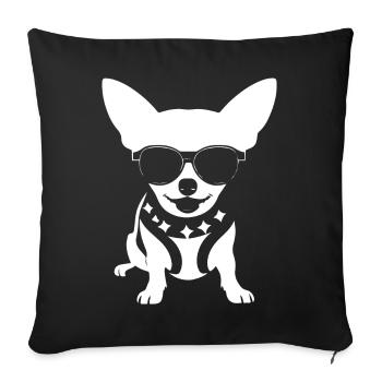 Chihuahua drôle portant des lunettes de soleil Chihuahuas - Housse de coussin décorative 45 x 45 cm - noir - Devant