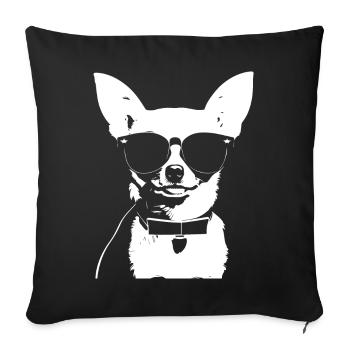 Chihuahua drôle portant des lunettes de soleil Chihuahuas - Housse de coussin décorative 45 x 45 cm - noir - Devant