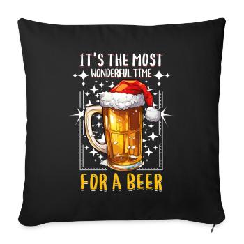 Bière de Noël Bière de Noël Cheers Humour drôle - Housse de coussin décorative 45 x 45 cm - noir - Devant