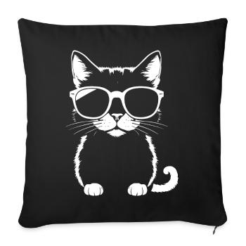 Lustige Katze mit Sonnenbrille Kätzchen Sonnenbrille Katzen - Sofakissenbezug 45 x 45 cm - Schwarz - Vorne