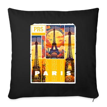 Paris, Tour Eiffel, France, Ville, Horizon, Art - Housse de coussin décorative 45 x 45 cm - noir - Devant