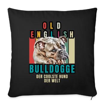 Bouledogue Vieux Bouledogue Anglais Chien Chiens - Housse de coussin décorative 45 x 45 cm - noir - Devant