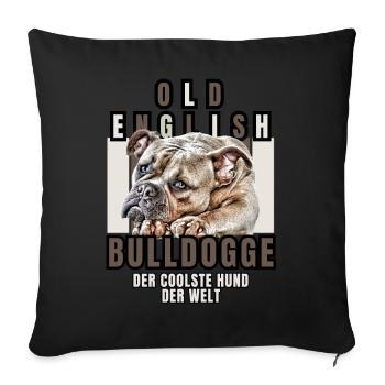 Bouledogue Vieux Bouledogue Anglais Chien Chiens - Housse de coussin décorative 45 x 45 cm - noir - Devant