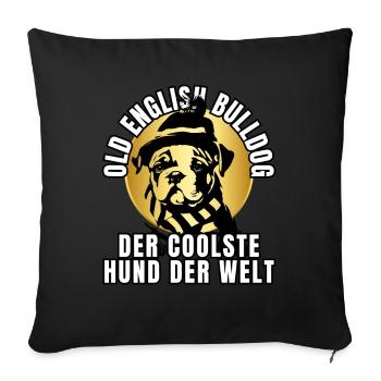 VIEUX BOULEDOGUE ANGLAIS CHIEN CHIENS - Housse de coussin décorative 45 x 45 cm - noir - Devant