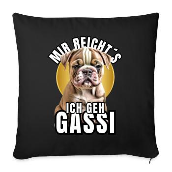 I'M GOING FOR A WALK - BULLDOG DOG DOGS - Sofa pillowcase 17,3'' x 17,3'' (45 x 45 cm) - black - Front