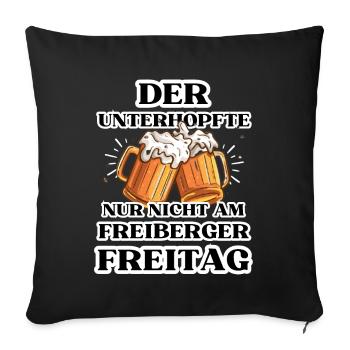 L’UNTERHOPFTE nur nicht am FREIBERGER FREITAG - Housse de coussin décorative 45 x 45 cm - noir - Devant