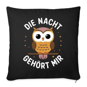 oiseau de nuit hibou hibou oiseau - Housse de coussin décorative 45 x 45 cm - noir - Devant