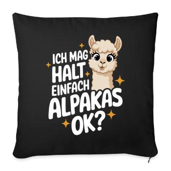 Alpaca llama alpacas animal - Sofa pillowcase 17,3'' x 17,3'' (45 x 45 cm) - black - Front