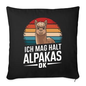 Alpaga lama alpaga animal - Housse de coussin décorative 45 x 45 cm - noir - Devant