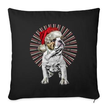 drôle Père Noël Bulldog chiens de Noël - Housse de coussin décorative 45 x 45 cm - noir - Devant