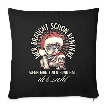 drôle Père Noël Bulldog chiens de Noël - Housse de coussin décorative 45 x 45 cm - noir - Devant
