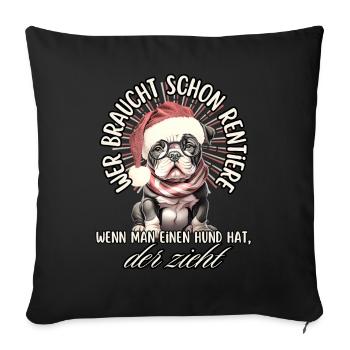 drôle Père Noël Bulldog chiens de Noël - Housse de coussin décorative 45 x 45 cm - noir - Devant