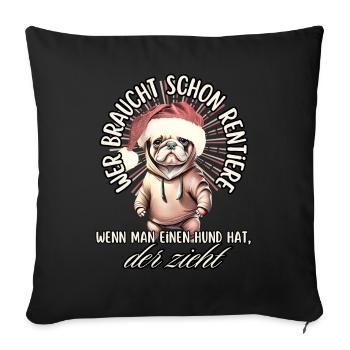 drôle Père Noël Bulldog chiens de Noël - Housse de coussin décorative 45 x 45 cm - noir - Devant