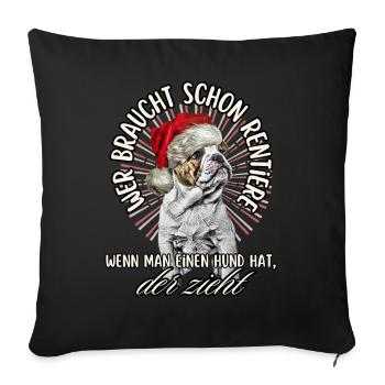 drôle Père Noël Bulldog chiens de Noël - Housse de coussin décorative 45 x 45 cm - noir - Devant