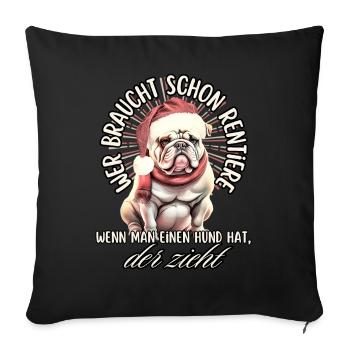 drôle Père Noël Bulldog chiens de Noël - Housse de coussin décorative 45 x 45 cm - noir - Devant