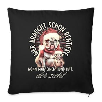 drôle Père Noël Bulldog chiens de Noël - Housse de coussin décorative 45 x 45 cm - noir - Devant